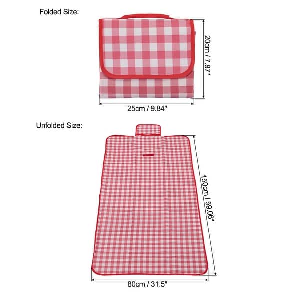 59" x 32" Outdoor Picnic Blanket Waterproof Beach Mat Pink White Pink